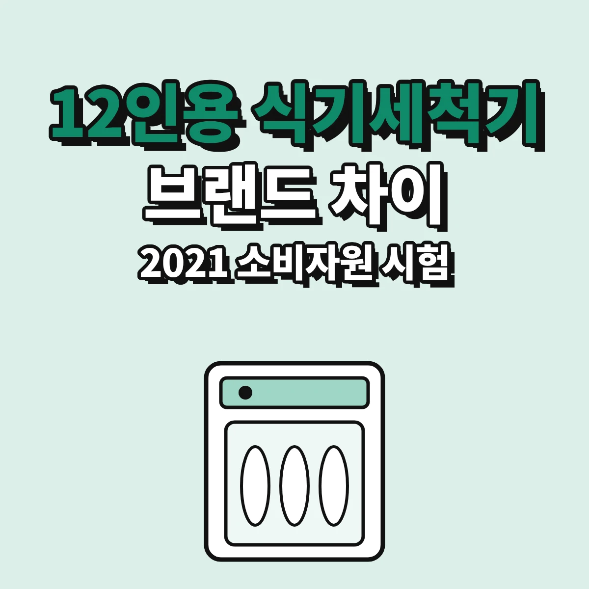 12인용 식기세척기 브랜드별 건조 성능, 세척 시간, 전력·물 사용량을 2021년 한국소비자원 시험 결과로 비교한 안내 이미지