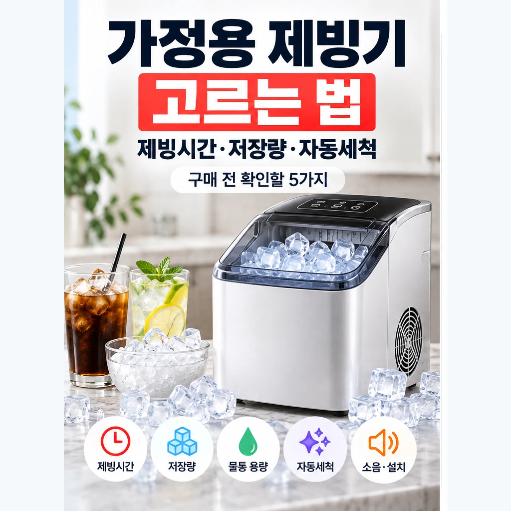 가정용 제빙기 고르는 법 얼음 만드는 시간 저장량 자동세척 비교