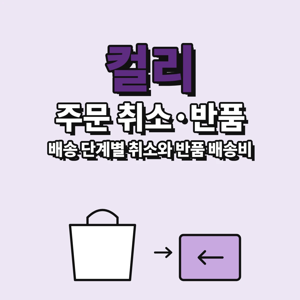 컬리 주문 취소 가능 단계, 배송중 반품 접수, 단순변심 반품 배송비와 파트너사 상품 기준을 정리한 안내 이미지