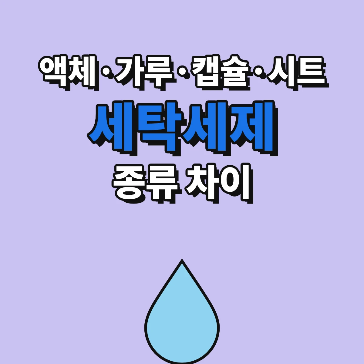 액체·가루·캡슐·시트 세탁세제의 제형과 표시사항을 비교하는 안내 이미지